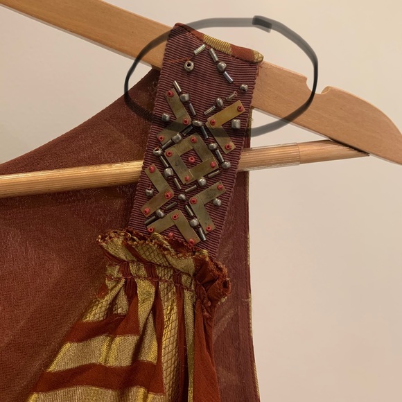 Diane von Furstenberg Brown Beaded Print Night Out Dress - Picture 7 of 11